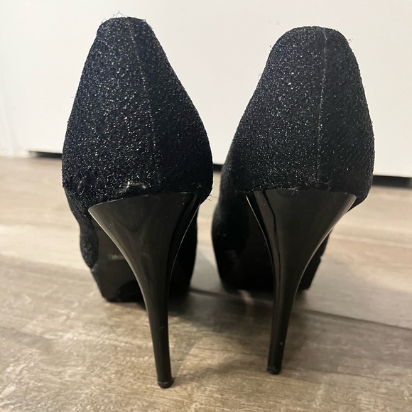 Black Sparkly Heels Platform Heel Size 8.5 - Picture 5 of 7